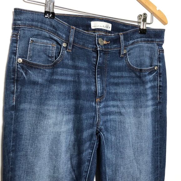 Loft Jeans Womens 8 Modern Skinny Mid Rise Tapered Medium Wash Raw Hem Ankle - Picture 2 of 12
